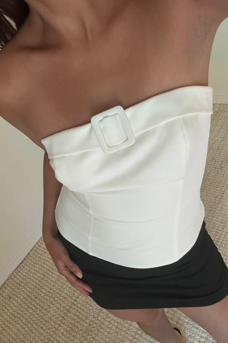 Buckle Detail Strapless Tube Top