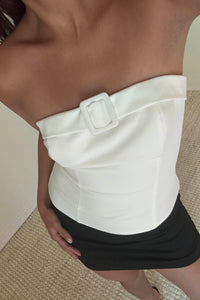 Buckle Detail Strapless Tube Top