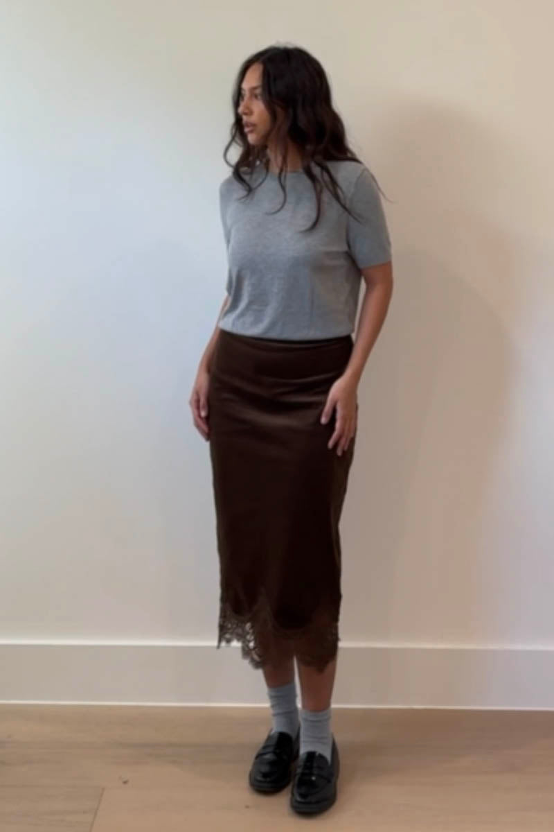 Lace Trim Corduroy Mini Skirt