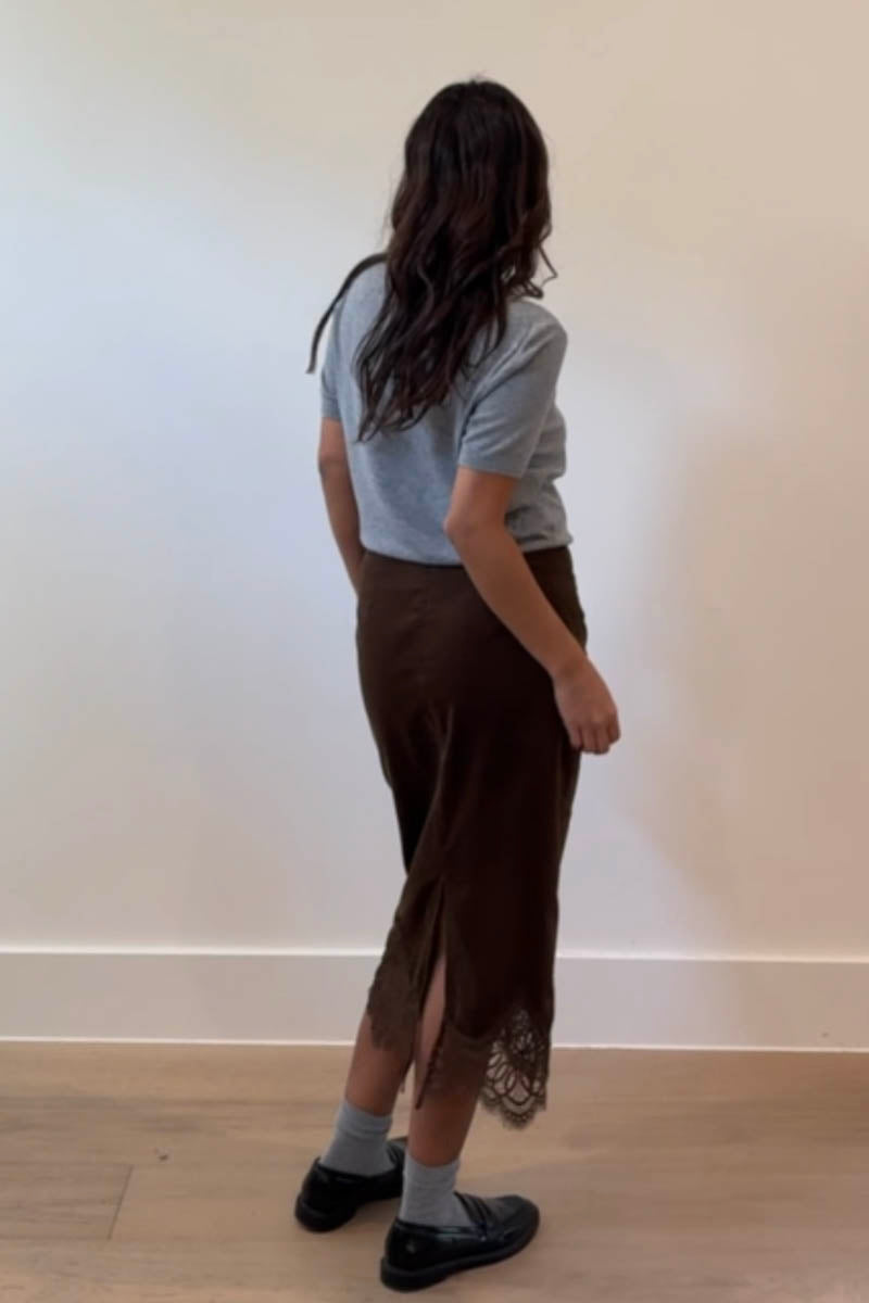 Lace Trim Corduroy Mini Skirt