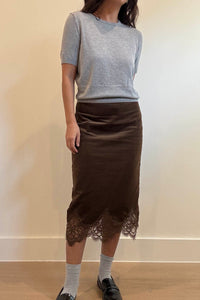 Lace Trim Corduroy Mini Skirt