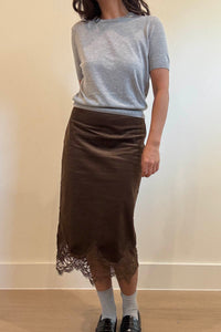 Lace Trim Corduroy Mini Skirt