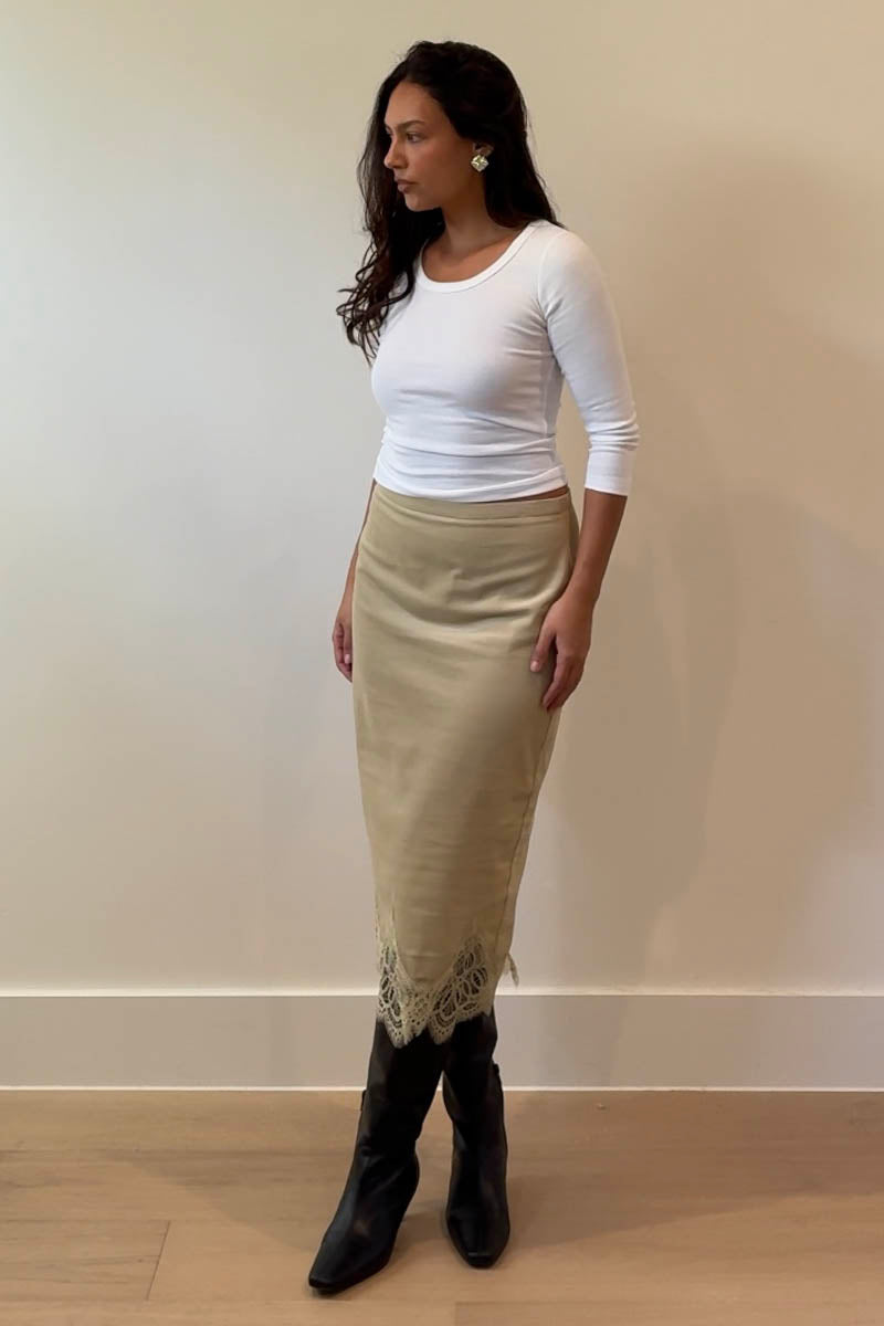 Lace Trim Corduroy Mini Skirt