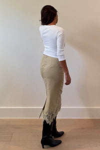 Lace Trim Corduroy Mini Skirt