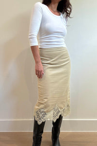 Lace Trim Corduroy Mini Skirt