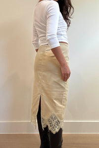 Lace Trim Corduroy Mini Skirt