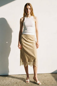 Lace Trim Corduroy Mini Skirt
