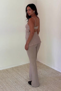 2 Piece Longline Tube Top Straight Leg Pant Sets
