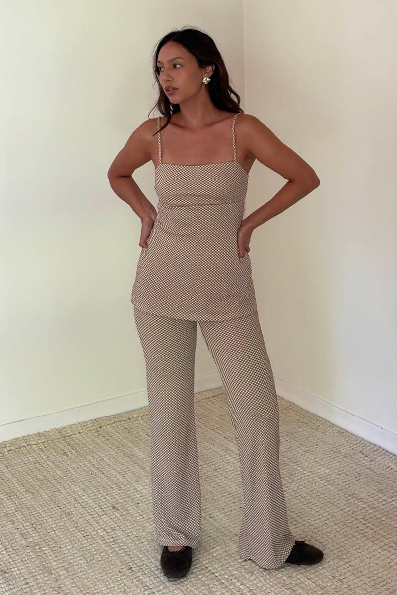 2 Piece Longline Tube Top Straight Leg Pant Sets