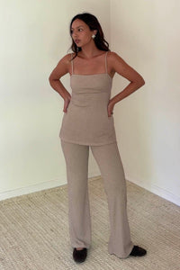 2 Piece Longline Tube Top Straight Leg Pant Sets