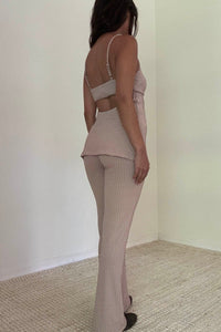 2 Piece Longline Tube Top Straight Leg Pant Sets