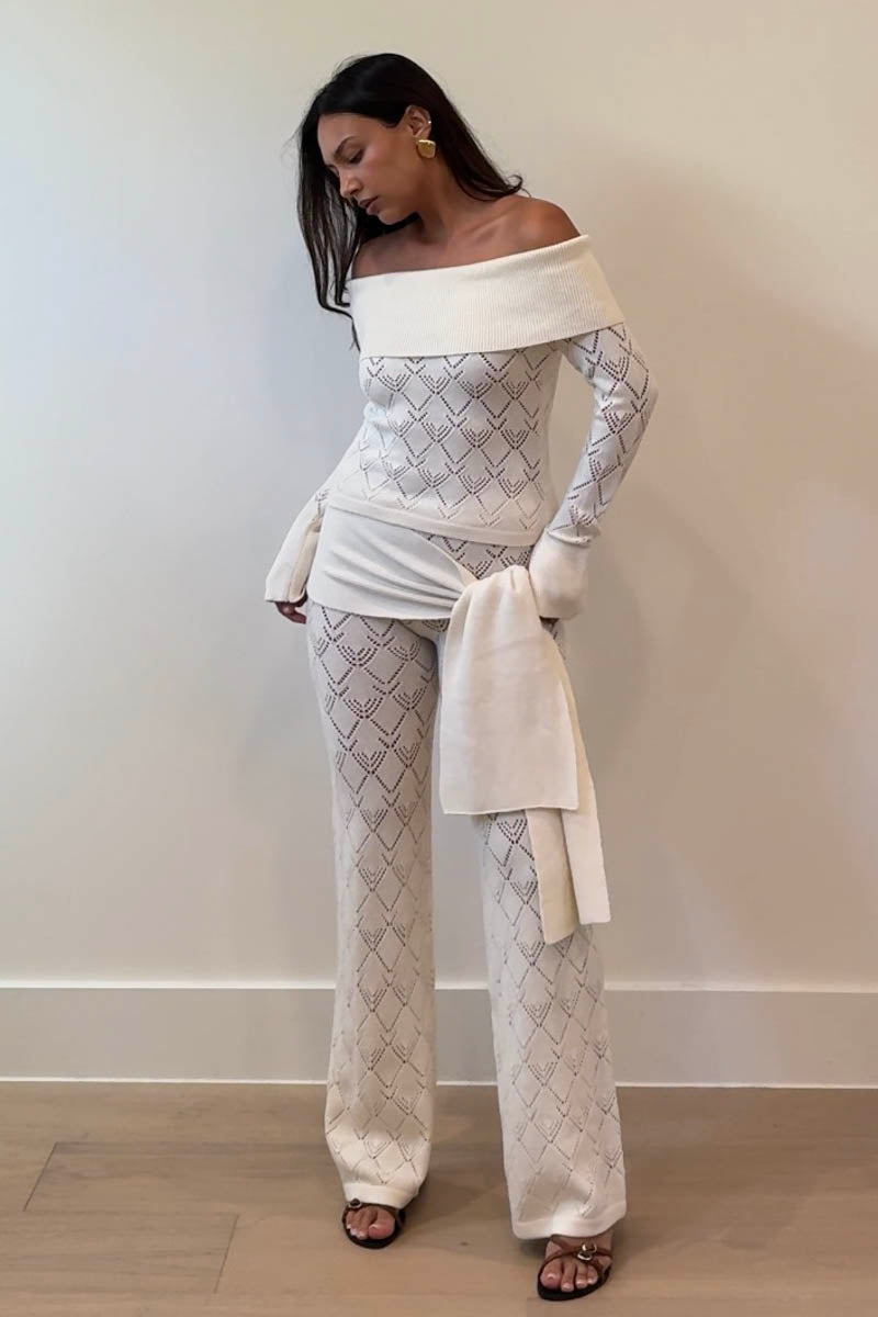 Knit Off Shoulder Top Pants Set