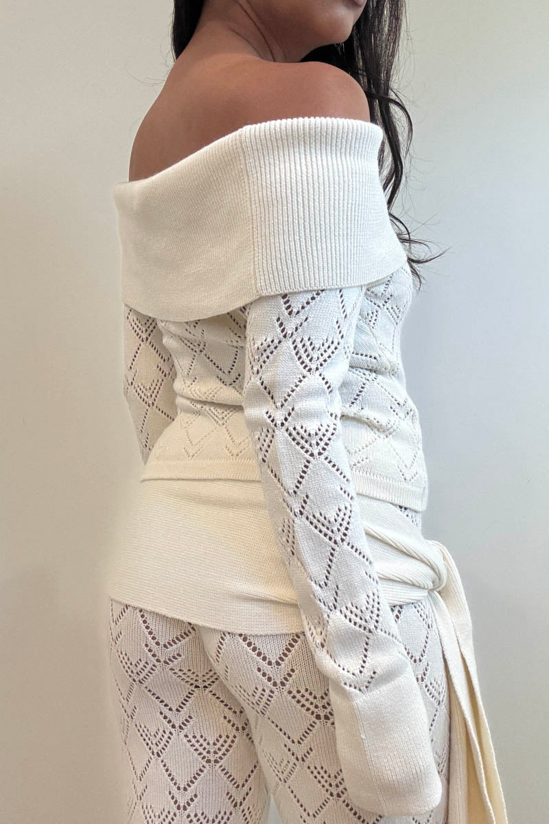 Knit Off Shoulder Top Pants Set