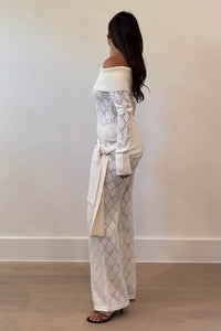Knit Off Shoulder Top Pants Set