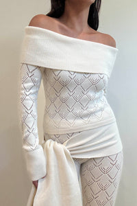Knit Off Shoulder Top Pants Set