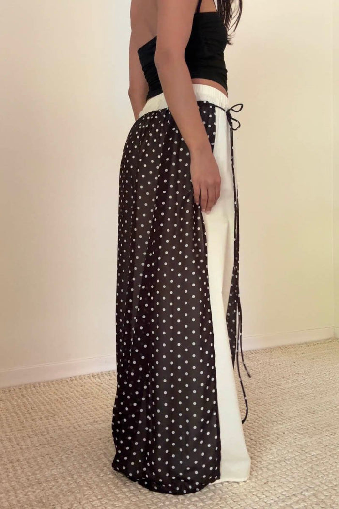 Polka Dot Chiffon Wrap Maxi Skirt