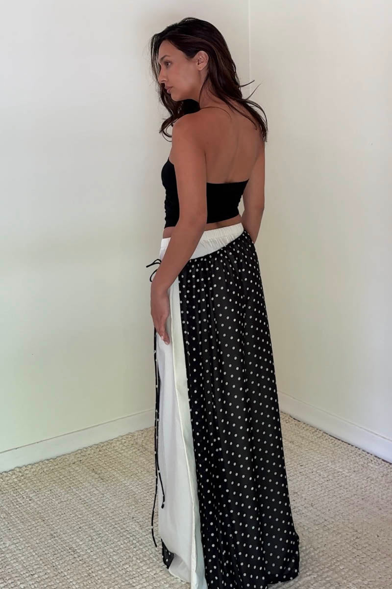 Polka Dot Chiffon Wrap Maxi Skirt