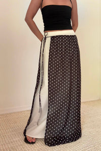 Polka Dot Chiffon Wrap Maxi Skirt