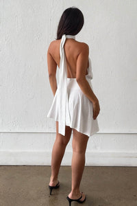Polka Dot Halter Open Back Mini Dress