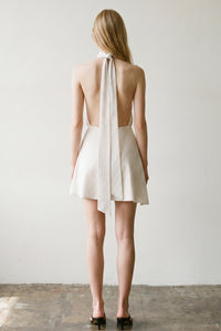 Polka Dot Halter Open Back Mini Dress