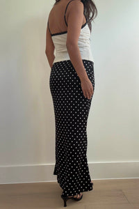 Polka Dot Satin Maxi Skirt