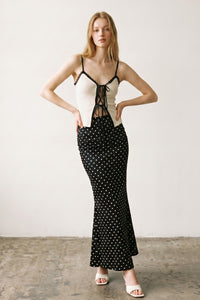 Polka Dot Satin Maxi Skirt