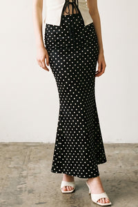 Polka Dot Satin Maxi Skirt