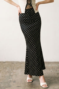 Polka Dot Satin Maxi Skirt