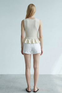 Knit Lace-Up Ruffle Hem Vest