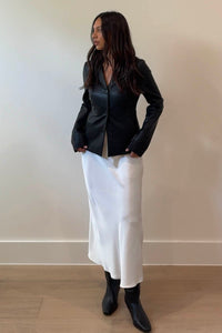 Faux Leather Fitted Blazer