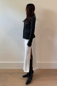 Faux Leather Fitted Blazer