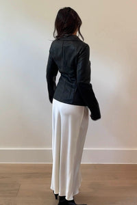 Faux Leather Fitted Blazer