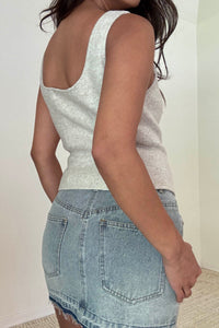 Zipper Front Square Neck Corset Top