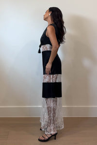 Satin Floral Lace Overlay Sleeveless Maxi Dress