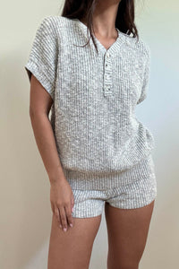 Knit Relaxed Vest High Waist Shorts Set