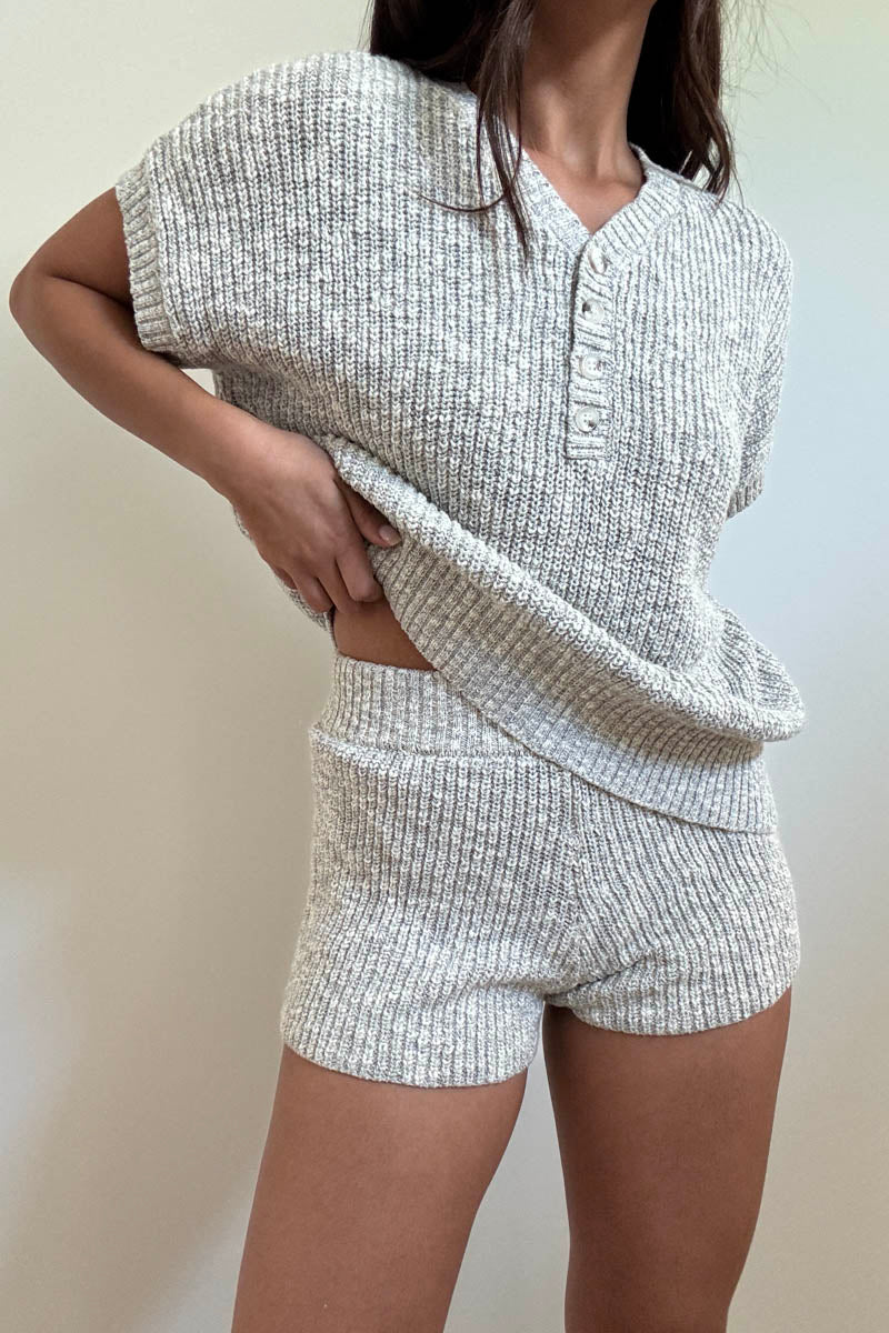 Knit Relaxed Vest High Waist Shorts Set