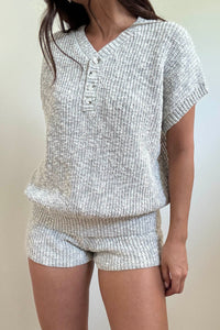 Knit Relaxed Vest High Waist Shorts Set