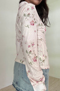 Floral Print Mesh Shirt Top