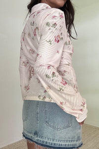 Floral Print Mesh Shirt Top