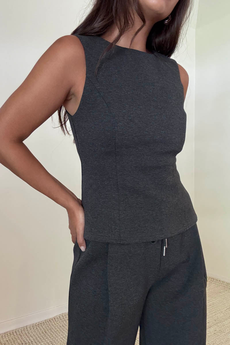 Stretch Knit Sleeveless Peplum Top