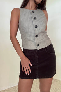 Striped Herringbone Button Down Vest