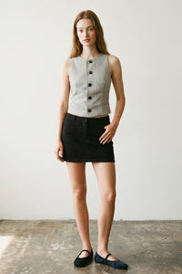 Striped Herringbone Button Down Vest