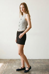 Striped Herringbone Button Down Vest