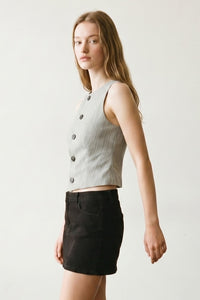 Striped Herringbone Button Down Vest