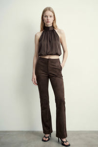 Faux Suede High Neck Halter Top