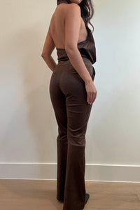 Faux Suede Flared Pants