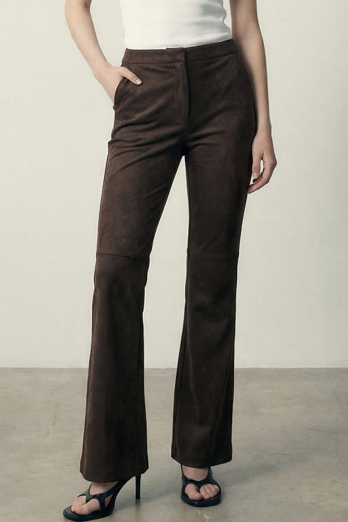 Faux Suede Flared Pants