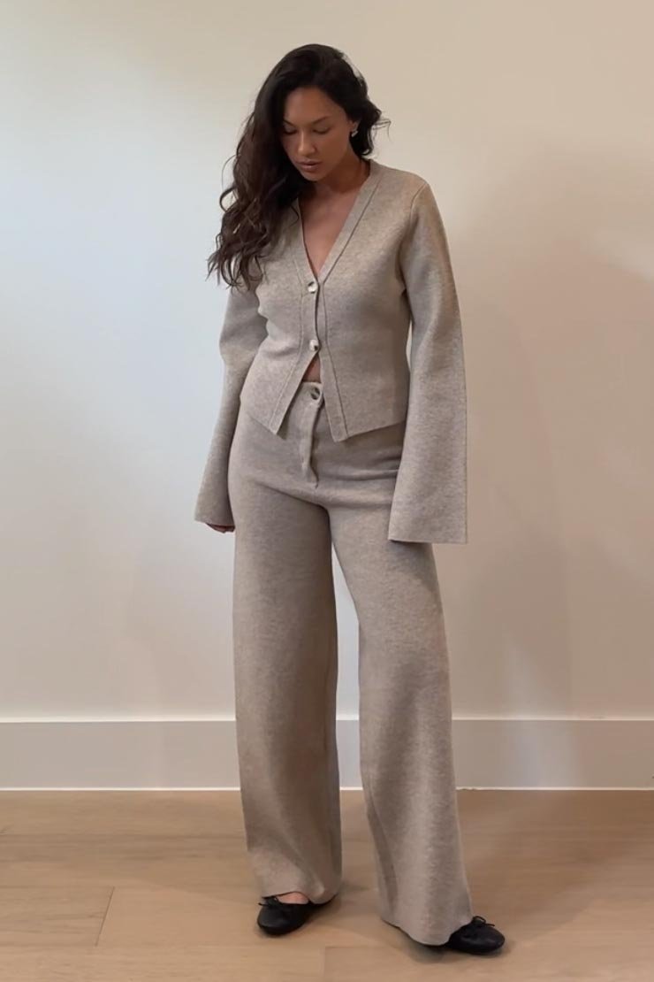 Knitted Straight Leg Suit Pants