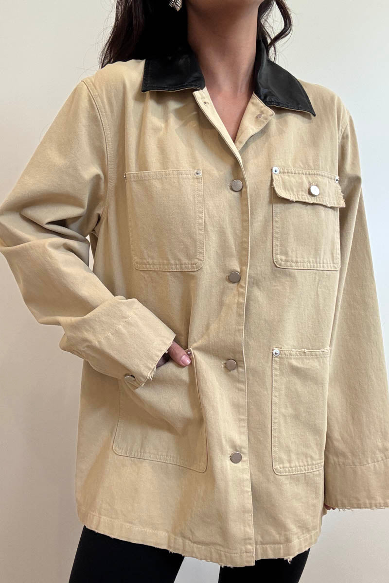 Contrast Collar Oversized Workwear Jacket