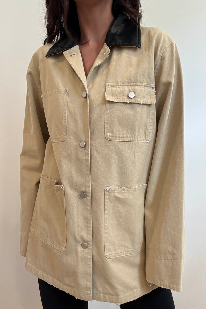 Contrast Collar Oversized Workwear Jacket